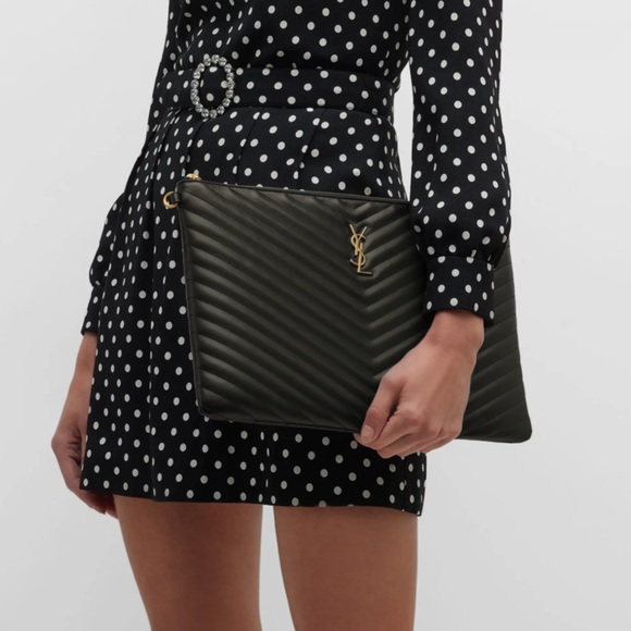 Saint Laurent Large Monogram Logo Pouch with wristlet - Picture 5 of 10